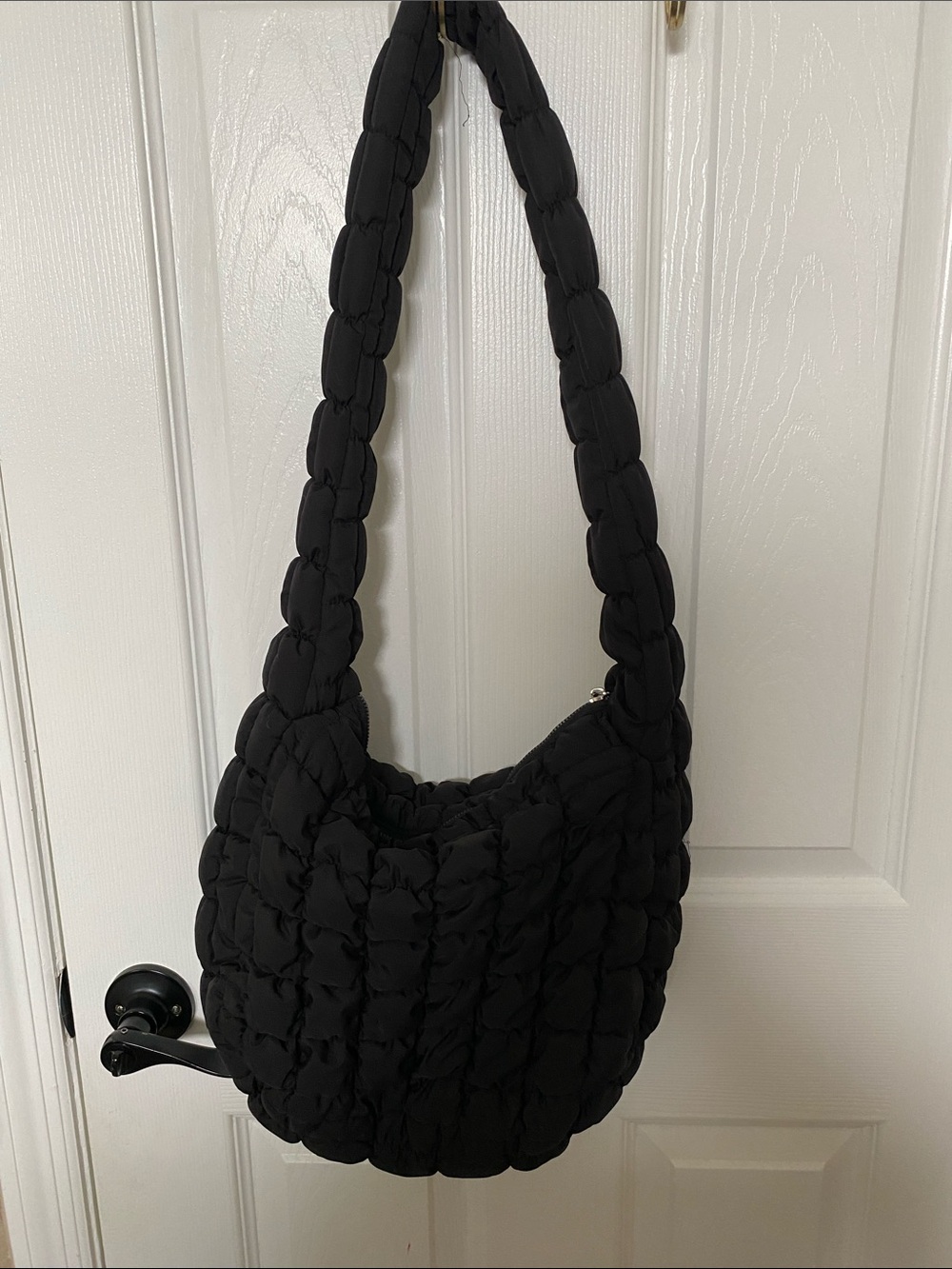 Black  puffer Quilted Shoulder Bag - Women